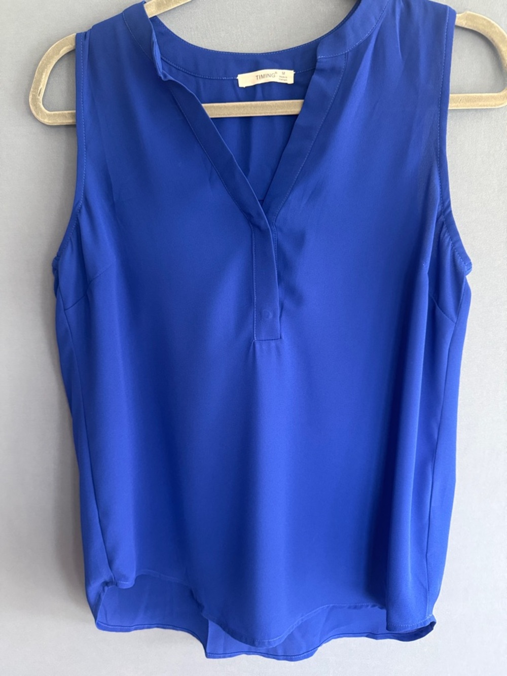 Timing Cobalt Blue Sleeveless V-Neck Chiffon Camisole